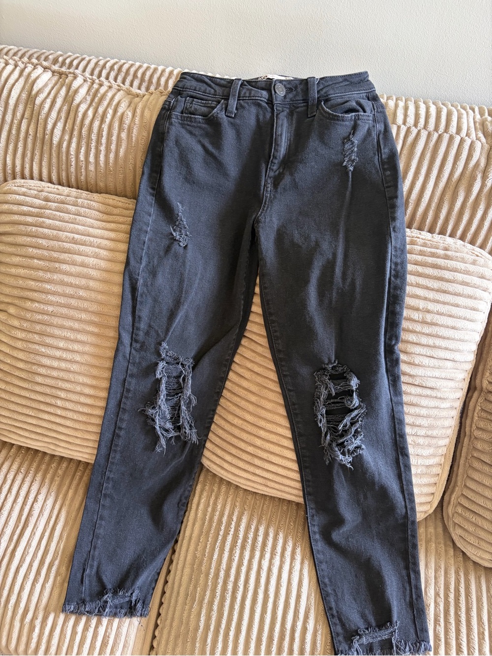 SO Black Distressed Skinny Jeans
